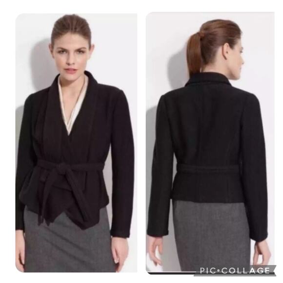 Theory Daisy B‎ Comfort Wool Blend Wrap Tie Waist Jacket - Picture 1 of 9